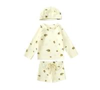 Kelandoom Maillot De Bain Bebe, Rash Guard À Manches Longues avec Fermeture Éclair l'entrejambe Garcon 5 Ans Piscine Costume Plage Surf Deux Pièces Dinosaure(Light Jaune,4-5 Ans)