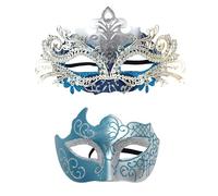 Kelandoom Masque De Bal Masqué Pour Homme Femme Élégance Venise Violet Doré Noir Yeux En Dentelle Mascarade Fantome L'Opéra Carnaval Venitien Accessoire Couverture Du Visage(Bleu clair)