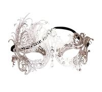 Kelandoom Masque De Femmes Vénitiennes Deguisement Adulte Venise Noir Vénitien Pour Femme Mascarade Rétro Carnaval Halloween Fête Cosplay Accessoires Maison Hantée Décor(Argent)