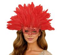 Kelandoom Masque De Mascarade Femme Masqué Ou Fête Costumée Venise Masques En Papier À Peindre Blanc Carnaval Plastique Pour Halloween Cosplay Accessoires Maison Hantée Décor(Rouge)