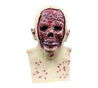 Kelandoom Masque d'halloween Effrayant, Masque Halloween Noir Halloween Adulte Horreur Latex Scream en Latex Scream Scary Mask Couverture De Visage pour de Sang (005 Rouge,Taille Unique)