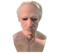 Kelandoom Masque d'horreur, Masque Realiste Humain Femme d'horreur en Latex Scream Intégral Halloween Déguisement Halloween Adulte Homme pour Carnaval Cosplay (001 Grand père/mère,Taille Unique)