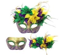 Kelandoom Masque Vénitien Couple Filigrane Noir Et Argenté Masques Mascarade Blanc Carnaval Venise Dore Ensemble Cat Tour De Cou Pour Les Yeux Accessoire Costume (Light Violet,Taille unique)