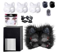 Kelandoom Masque Vénitien Deguisement Adulte Venise Porcelaine Blanc Chat Cosplay Noir De Mascarade Fantôme L'Opéra Demi-Masque Carnaval Homme Et Femme Pour Halloween Bal Masqué(Le noir)