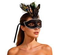 Kelandoom Masques De Bal Masqué Pour Couples Masque En Dentelle Venise Porcelaine Blanc Mascarade Vénitienne Carnaval Homme Therian Mask Fête À Thème Et Femme (Le noir,Taille unique)