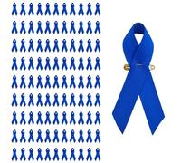 Kelandoom Octobre Rose,Pins Épingles De Sensibilisation Au Cancer Du Sein Ruban Rose Broches En Satin Accessoires Rubans Prédécoupés Pour Femme Cadeau Femmes et Hommes (100PC 1-bleu,7.5X3.5X1.3CM)