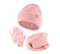Kelandoom Packs Bonnet Écharpe Et Gants Garçon Fille Enfant Pour Chapeau Hiver Bébé Avec Tour De Cou Garcon 10 Ans 6 Ensemble Coup Bebe 12 Mois Accessoires Set 3 Pièces (Rose,Taille unique)