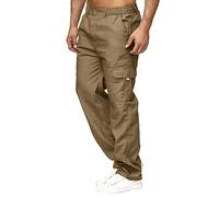 Kelandoom Pantalon Cargo Homme Hiver À Taille Élastiquée Jogging Gris Travail Chantier Décontracté Randonnée Pants avec Poches Baggy Coupe Droite Grandes Tailles Disponibles (Café,XXL)