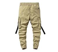 Kelandoom Pantalon De Travail Homme avec Poches Grandes Tailles Jogging Large Multi Taille Elastique Cordon Serrage Pants Détente Militaire Tactique Multipoches Cargo Moto Fitness (Kaki,S)