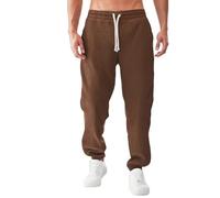 Kelandoom Pantalon Homme Fermeture À Glissière Élastique Taille Blanc Été Pantalons Jogging Élastique Et Coupe Droite Cargo Haute Uni Casual Simple Personnalité Rue Mode (Brun,XL)