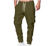 Kelandoom Pantalon Japonais Homme Classics Cargo Jogging Pants Élastique Taille Droite Short VTT Classique Streetwear Baggy Élastique avec Cordon De Serrage Poches Aéré (Vert,3XL)