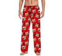 Kelandoom Pants Pantalon Stretch Élégant pour Homme De Jogging D'Été Long Décontracté Travail Peintre Vintage Décontractés Plage Léger Été Casual Yoga Vêtements Sport (Rouge,L)