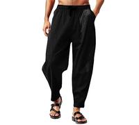 Kelandoom Pants Pantalon Stretch Élégant pour Homme Jogging Hommes Pas Cher Taille Élastique Cargo Extensible Lin Chic Et Elegant Pantalons De Sportif Léger Survêtement (Le Noir,XXL)