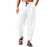 Kelandoom Pants Pantalon Stretch Élégant pour Homme Jogging Hommes Pas Cher Taille Élastique Cargo Extensible Lin Chic Et Elegant Pantalons De Sportif Léger Survêtement (Blanc,XL)