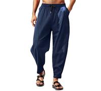 Kelandoom Pants Pantalon Stretch Élégant pour Homme Jogging Hommes Pas Cher Taille Élastique Cargo Extensible Lin Chic Et Elegant Pantalons De Sportif Léger Survêtement (Bleu foncé,XL)