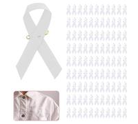 Kelandoom Pin's Octobre Rose,Épinglettes Hope Épingles Émail Bijoux Broches Espoir Ruban Rose En Satin Accessoires De Sensibilisation Symbolique Femmes et Hommes (100PC blanc-ba,Taille unique)