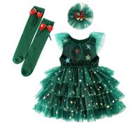 Kelandoom Robe De Noël Fille Bébé Cocktail Costume Noel Bebe pour Les Fetes Déguisement Pere Complet Ensemble Manche Longue Confortable Casual Vacances Mignon Dress