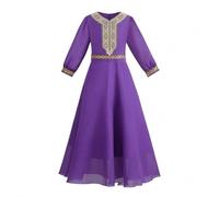 Kelandoom Robe De Prière Musulmane À Manches Longues Abaya pour Filles Garçon Couleur Unie Caftan avec Hijab Tenue Priere Djellaba Africain Arabe Thobe Islamique Ramadan (Violet,10-11 Ans)