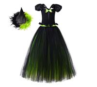 Kelandoom Robe De Princesse Halloween pour Fille,Deguisement Sorciere Fille 4 Ans Costume Bebe Sorcière 9 Deguisement Enfant 6Ans Ensemble Vetement Ete Prématuré (Vert,2-3 Ans)