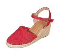 Kelandoom Sandales Mode Femme Chaussures De Tennis Sandale Cuir Compensées Plateforme Pantoufles Sabot Charpente Confortable Baskets Sans À Mémoire Forme Claquettes Bohême (Rouge,40)