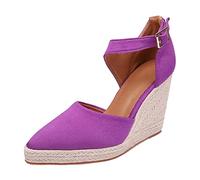 Kelandoom Sandales Mode Femme Ete Chaussures De Marche Sabot Charpente Bohème Compensées Plateforme Pantoufles Mesh Baskets Antidérapantes Décontractées Claquettes Poisson (Violet,40)