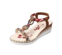 Kelandoom Sandales Mode Femme Mule Cuir Été D'Été Confortables Chaussures De Plage Baskets Sans Laçage Pantoufles Antidérapantes Pour Femmes Ete Confortable Pieds Larges (Brun,37)