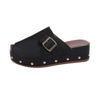 Kelandoom Sandales Plates D'Été Femme Chaussure Running Mules Mode Pour Femmes Compensées Plateforme Pantoufles Ete Confortable Pieds Larges Baskets Claquette De Masseur (Le noir,38.5)