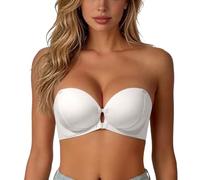 Kelandoom Women's Strapless Front Closure Push-Up Bra No Underwire Wireless Bras | Front Clasp Strapless Bra, Seamless Comfortable Padded Non Slip Tube Jelly Bras Confortable