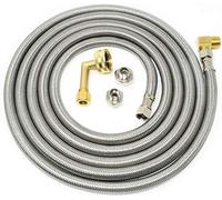 Kelaro Universal Stainless Steel Dishwasher Hose Kit (10 Ft) Burst Proof Water Supply Line with 3/8" Compression Connections - Lead Free
