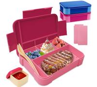 kelav 1300ml Boîte à Déjeuner Kinder, Anti-Fuite Boîte à Déjeuner Bento Box avec Compartiments, Bento Lunch Box pour Adultes Filles et Garçons École (Rose)