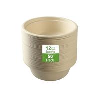 kelav 50 Pièces Bols Jetables en Canne à Sucre 350ml - Compostables & Écologiques pour Barbecue, Fête et Pique-Nique