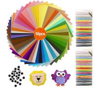 KELAV Feuilles de Tissu en Feutre Coloré,Tissu Imperméable,50 Pièces 20x30cm Feuille de Feutrine,Feutrine Loisir Creatif,Multicolores Paquet de Feuilles de Feutre,pour DIY Sacs en Cousus