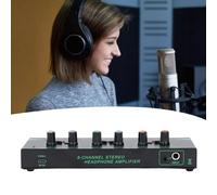 Kelawoly Amplificateur de Casque Stéréo 6 Canaux, Mini Répartiteur de Signal Mono/stéréo avec 12 Sorties Jack 3,5 Mm et 6,35 Mm de Type C, Alimentation pour L'enregistrement en Studio et