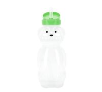 Kelawoly Lot de 3 Bouteilles de Paille d'ours en PE PP, 230 Ml, Couvercle Rabattable étanche avec Paille en Silicone, Large Ouverture pour Jus de Lait, Smoothies, Miel, Enfants et Adultes