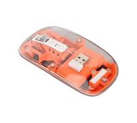Kelawoly Souris sans Fil 2,4G Bluetooth Transparente, 2400 DPI (Orange) | Connexion trimode à 3 appareils, couvercle à pression magnétique, DPI réglable sur 4 niveaux, lumière respiratoire RVB,