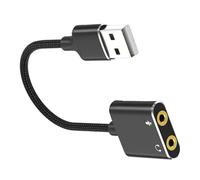 Kelawoly USB vers Adaptateur 3,5 Mm, Double Prise 3,5 Mm | Carte son stéréo externe, interface USB 2.0, ports casque et microphone, enregistrement en temps réel, compatible PC portable