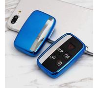 Kelay Coque de Protection en TPU Souple pour e Voiture Compatible avec Land Rover Discovery Sport Evoque Aurora Jaguar XF XJ XJL XEL XFL F-Pace 5 Boutons Bleu