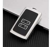 Kelay Protection Clé R-enault pour R-enault Trafic Captur Arkana Clio Kadjar Koleos Megane Espace Master Scenic Dacia, Coque Clé Megane 4, Coque Clé Kadjar Voiture en Silicone - 4 Boutons Argent