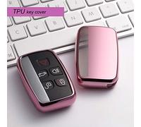 Kelay Soft Couvercle de porte n TPU Télécommande Étui de protection du clavier Premium compatible avec Land Rover Discovery Sport Evoque Aurora Jaguar XF XJ XJ XFL XFL Fpace 5 boutons (Rose)