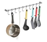 Kelelife Rack suspendu à vaisselle avec 10 crochets amovibles - Rail de cuisine - En acier inoxydable - Fixation murale - Manteau - Chapeau - Bar - Organiseur pour outils suspendus, couteaux