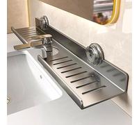 KELENMNAZT Étagère De Salle De Bain À Ventouse en Forme De U - Gris Métal, Support Mural, sans Perçage, Longueur 50/60 Cm, for Lavabo Et Robinet(50cm)