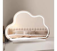 KELENMNAZT Miroir de courtoisie LED de Bureau en Forme de Nuage Miroir de Maquillage à écran Tactile avec 3 Couleurs de lumière réglables,Verre HD