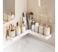 KELENMNAZT Panier de Douche d'angle, Panier de Douche adhésif Mural avec Grande capacité de Charge, Grande capacité, Installation Rapide(White)
