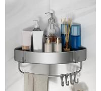 KELENMNAZT Porte-Savon sans perçage, étagères de Rangement d'angle pour Salle de Bain avec Tringle et Crochets, Panier Triangulaire, Haute capacité de Charge(Single Layer)