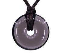 Keleny Collier avec pendentif en corde tressée réglable avec pierres semi-précieuses de 30 mm, 1.18 Inch, Pierre, Obsidienne