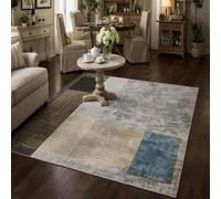 KeletiRug Tapis be Salon 120x180cm, Chambre, Lavable Antidérapant, pour Salle a Manger Cuisine Modern Geometric Abstract Gold