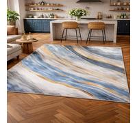 KeletiRug Tapis Chambre Lavable 120x160cm, Antidérapant, Doux à Poils Courts, Salon et Salle à Manger pour Cuisine, Terrasse Modern Abstract Gold