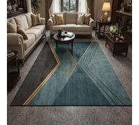 KeletiRug Tapis Salon 70x140cm Lavable Antidérapant, Salle à Manger et Chambre, Doux à Poils Ras, en Machine pour Terrasse, Cuisine et Couloir Gris Géométrique Moderne