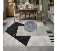 KeletiRug Tapis Salon Lavable 110x150cm, Salle à Manger et Chambre, Antidérapant Doux, pour Cuisine, Terrasse et Couloir Modern Geometric Abstract Gold