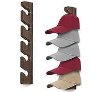keletop Lot de 2 porte-chapeaux muraux en bois pour casquettes de baseball - Support mural moderne pour casquettes de placard, chambre à coucher, entrée, buanderie (marron)